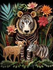 Beautiful papercut quilling paper filigree zoo animals