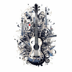 Violin creative illustration,created with Generative AI tecnology.