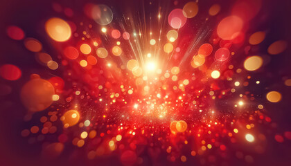 Abstract red background with bokeh defocused lights. Generative ai. - obrazy, fototapety, plakaty