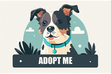 standing dogs with a poster Adopt me. Dont buy - help the homeless animals find a home, kit of sad puppie