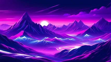 Selbstklebende Fototapeten Landscape with snow covered mountains in shades of purple color. © saurav005