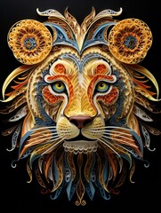Naklejka premium Beautiful papercut quilling paper filigree zoo animals
