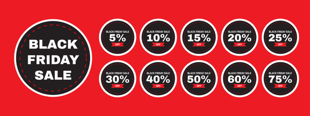 Obraz premium Black Friday Printable Discount Sticker Tag Set