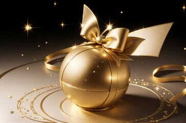 Obraz premium The Golden Bow: A Symbol of Festive Joy
