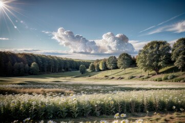 Sunrise over the rural village