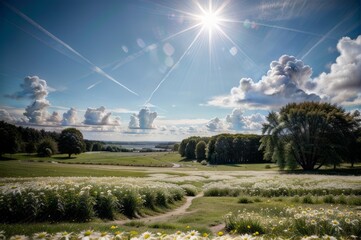 Sunrise over the rural village