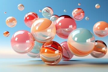 Colorful balls falling gracefully, creating a mesmerizing advertising display, Generative AI 