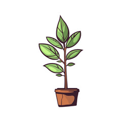 Plant in pot, botanical vector illustration, concept  environment, Generative Ai.