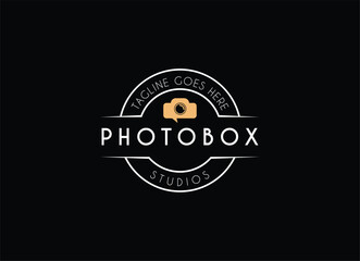 Photography studio and photo box logo design vector. 