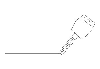 One continuous line drawing of key. Key icon. Isolated on white background vector illustration. Premium vector. 