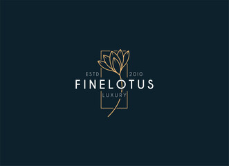 Luxury lotus flowers logo. Jewelry logo design. 