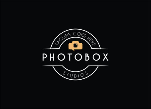 Photography studio and photo box logo design vector. 