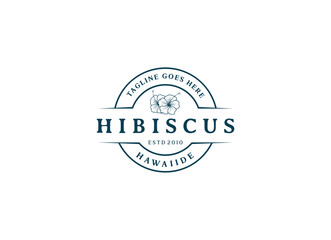 Hibiscus flower plant logo.  - obrazy, fototapety, plakaty
