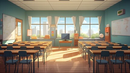 Classroom Anime background, Illustration