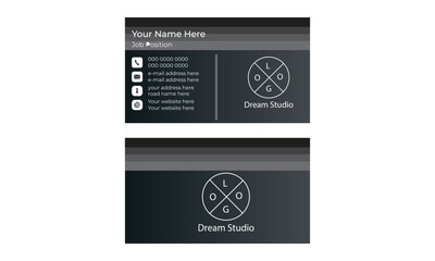 A vector elegant clean business card template set with black color gradiant background.set to print with vector & illustration.