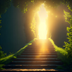 Fototapeta premium Morning Sunlight Through Golden Forest 