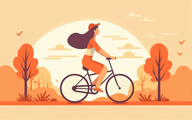 Cycling illustration in the countryside,created with Generative AI tecnology.