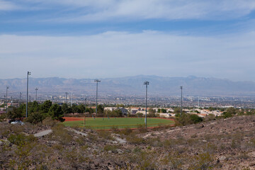 Fototapeta na wymiar View of recreational baseball field, USA
