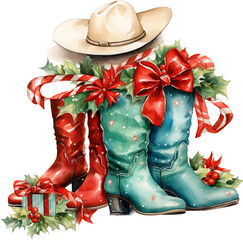 Watercolor western Christmas