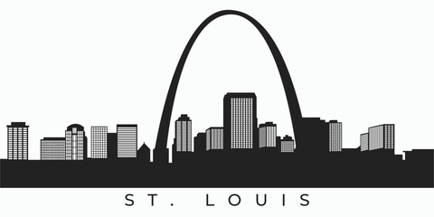 St Louis city skyline silhouette. Missouri cityscape high building united states in vector format - obrazy, fototapety, plakaty