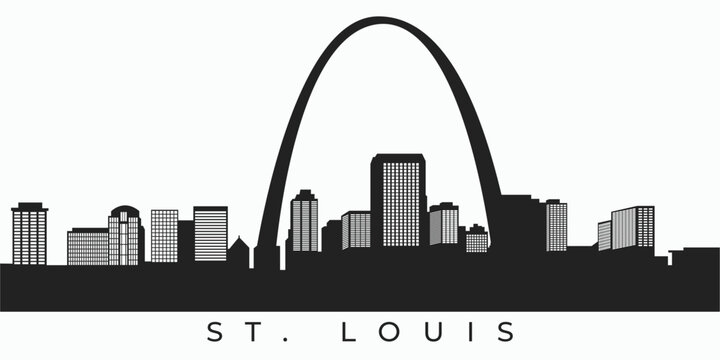 St Louis city skyline silhouette. Missouri cityscape high building united states in vector format