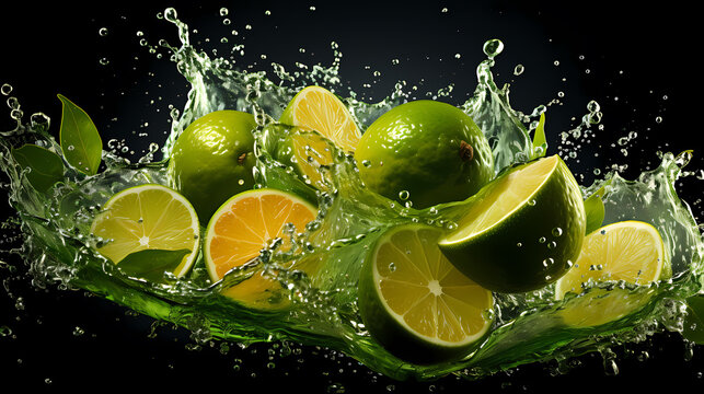 Green lemon commercial shooting close-up PPT background poster wallpaper web page
