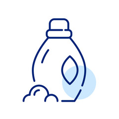 Liquid laundry detergent with ample foam sud. Pixel perfect, editable stroke icon