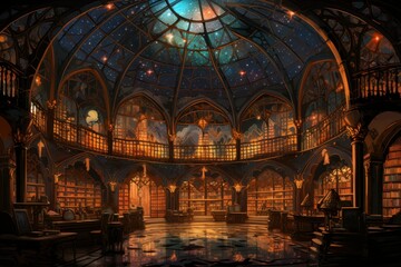 Obraz premium Ancient Celestial Libraries - Generative AI