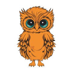 Owl isolated on white background Vector illustration in cartoon style