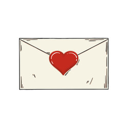 Love letter with heart stamp