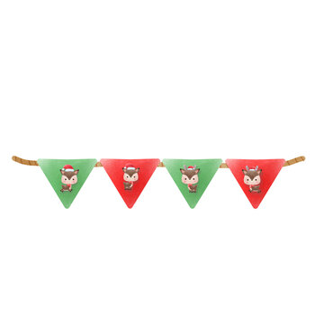 Christmas flag watercolor element illustration