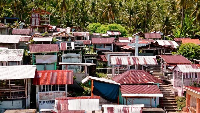 Dolly Zoom of Bacuag Catholic Cemetery, Surigao Del Norte, Philippines