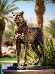 A Bronze Statue of a Cheetah