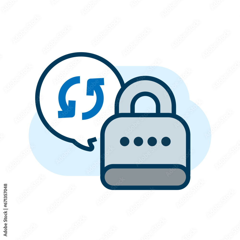 Poster change password code concept illustration flat icon with line, simple vector design
