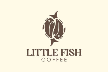 fish coffee beans vector logo