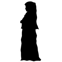 Woman muslim silhouette vector illustration. Woman muslim with hijab for eid mubarak. Ramadan design graphic in muslim culture and islam religion	