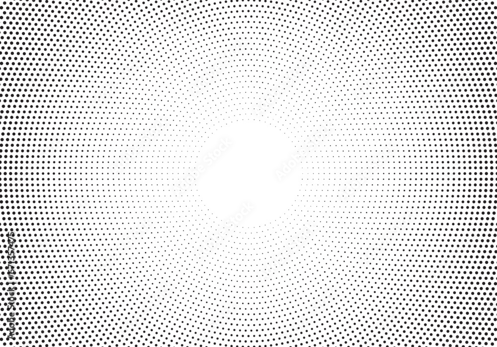 Aufkleber Halftone gradient sun rays pattern. abstract halftone vector dots background. monochrome dots pattern. pop art, comic small dots. star rays halftone poster. shine, explosion. sunrise rays background.	