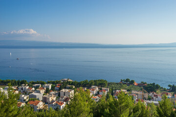 Fototapeta na wymiar Coast of Split seen from Marjan park. Croatia