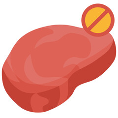 Stop eating meat flat icon. For presentation, graphic design, mobile application, web design, infographics or UI.