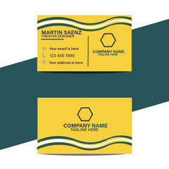 Vector fully editable clean style yellow business card.
