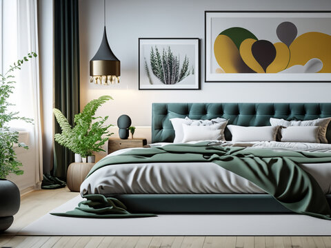 camera da letto moderna lusso quadri arte 