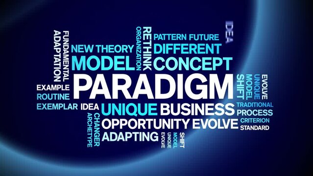 Paradigm animated word cloud;text design animation tag kinetic typography seamless loop.
