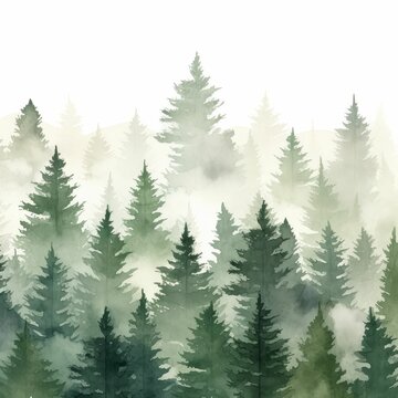 watercolor christmas tree winter background