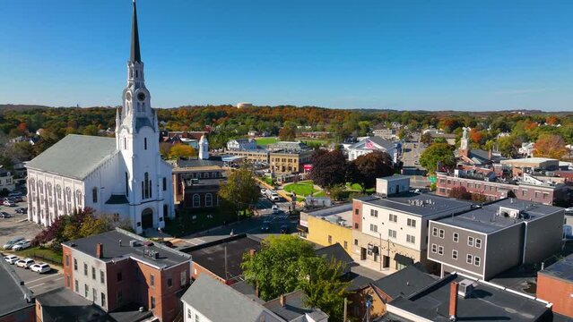 First Congregational Church of Woburn at 322 Main Street in historic downtown Woburn, Massachusetts MA, USA. 