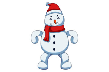 Cute Snowman Cartoon Character Design