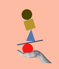 Exclusive picture collage of finger with balance game