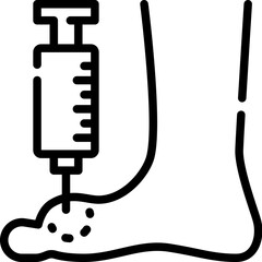 Gout injection outline icon. For presentation, graphic design, mobile application, web design, infographics or UI.