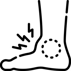 Gout in the Ankle outline icon. For presentation, graphic design, mobile application, web design, infographics or UI.