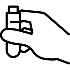 Hand holding test tube outline icon. For presentation, graphic design, mobile application, web design, infographics or UI.