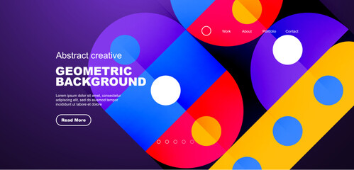 Simple circles and round elements pattern. Minimalist design geometric landing page. Creative concept for business, technology, science or print design